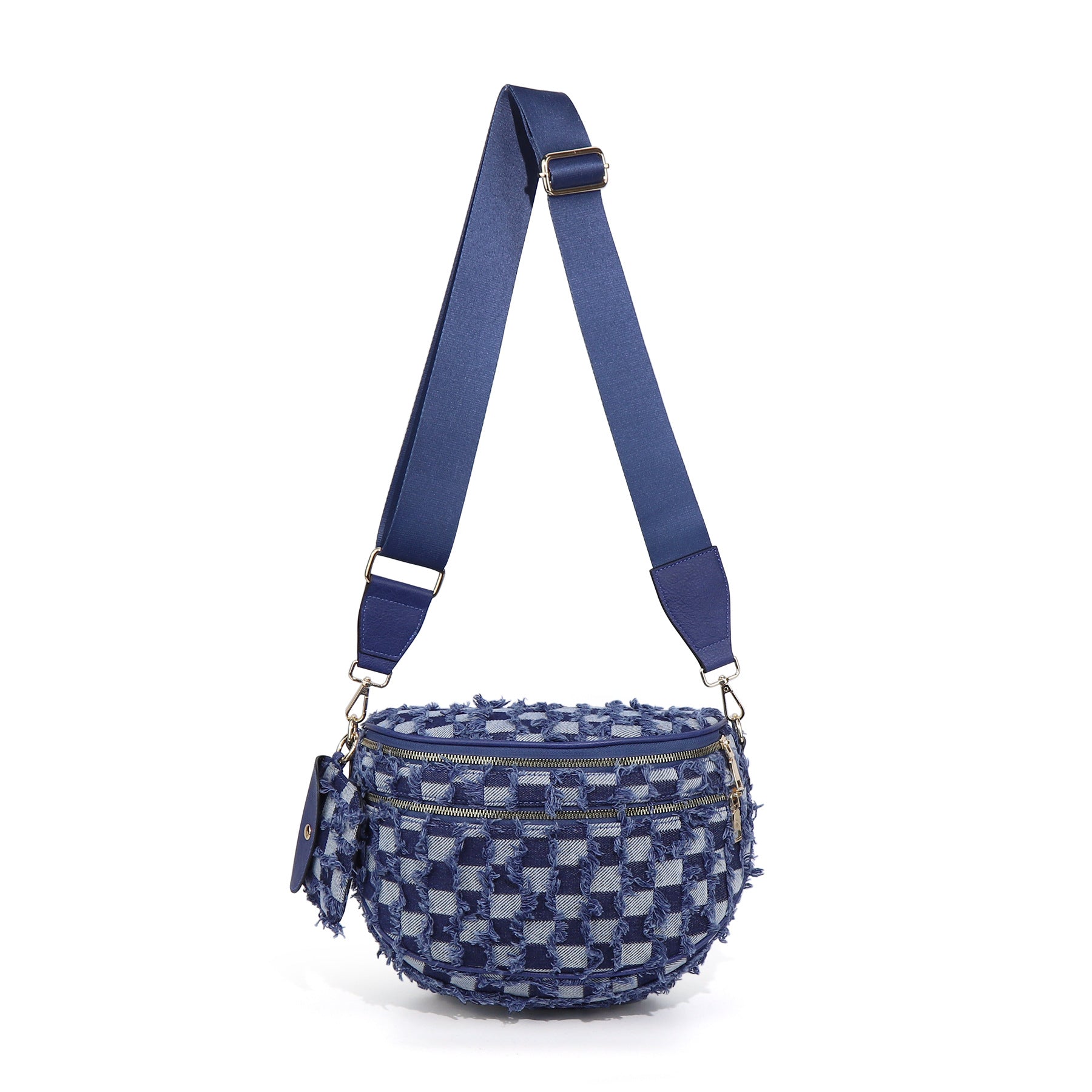 Checkered Crossbody Bag with Adjustable Strap