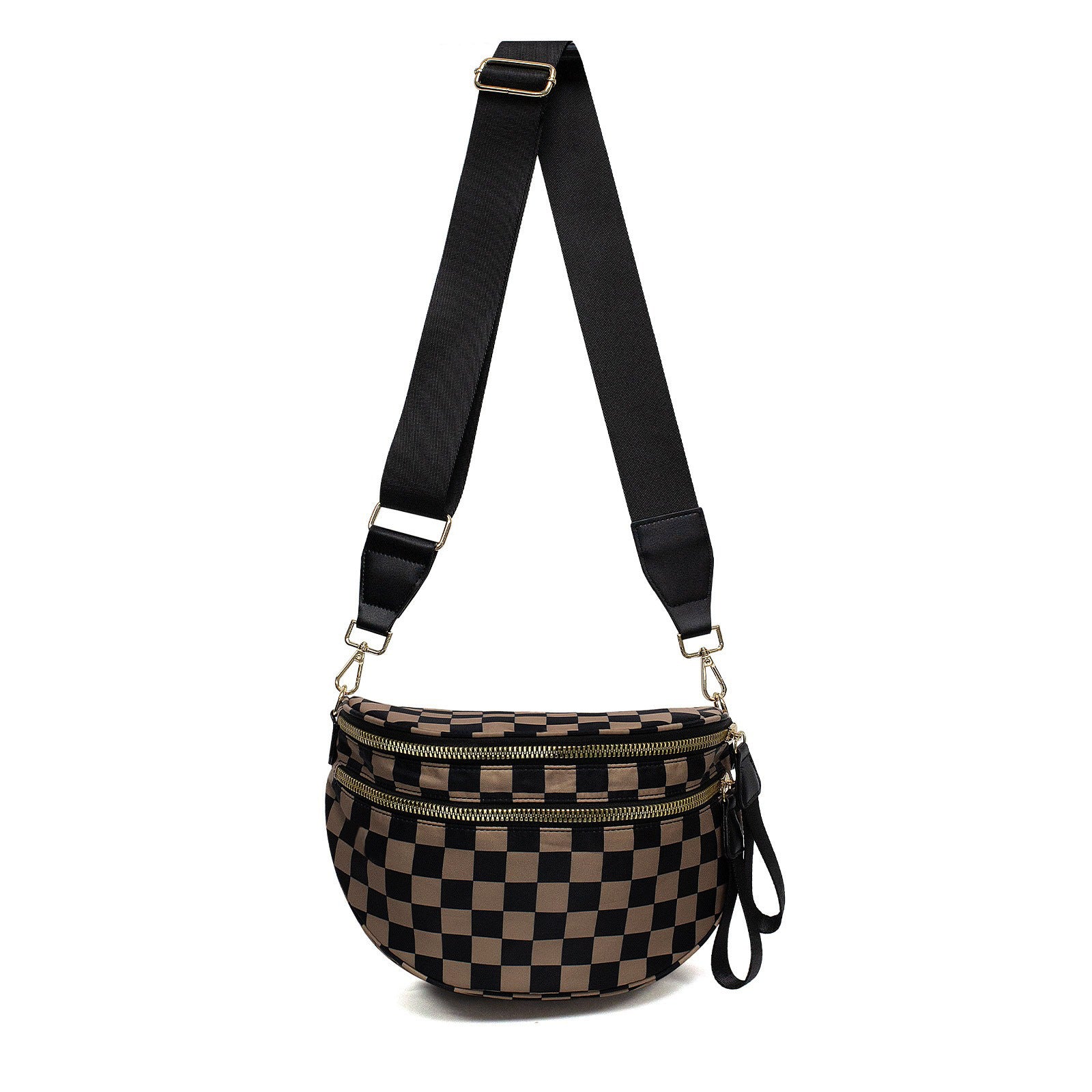 Checkered Crossbody Bag with Adjustable Strap