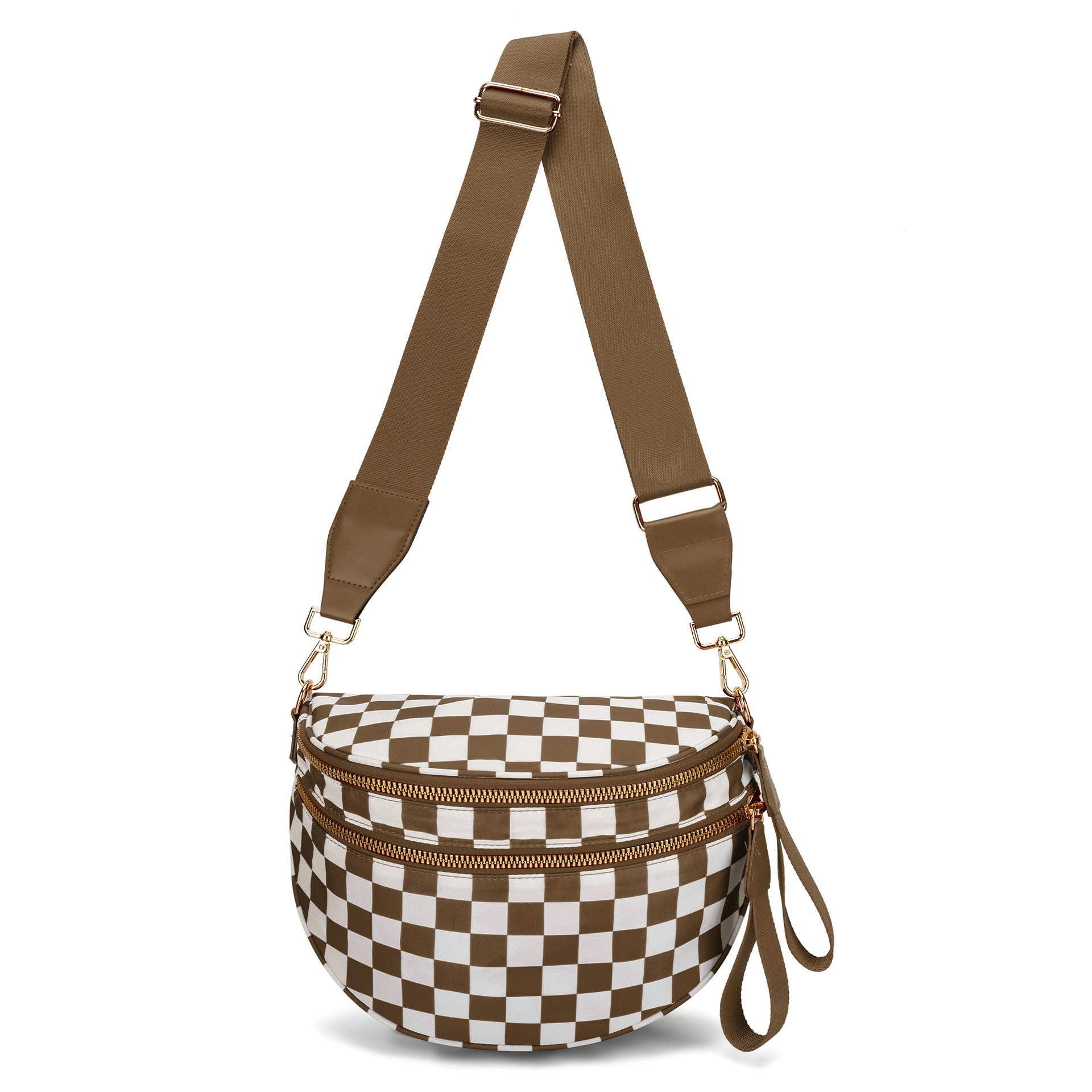 Checkered Crossbody Bag with Adjustable Strap