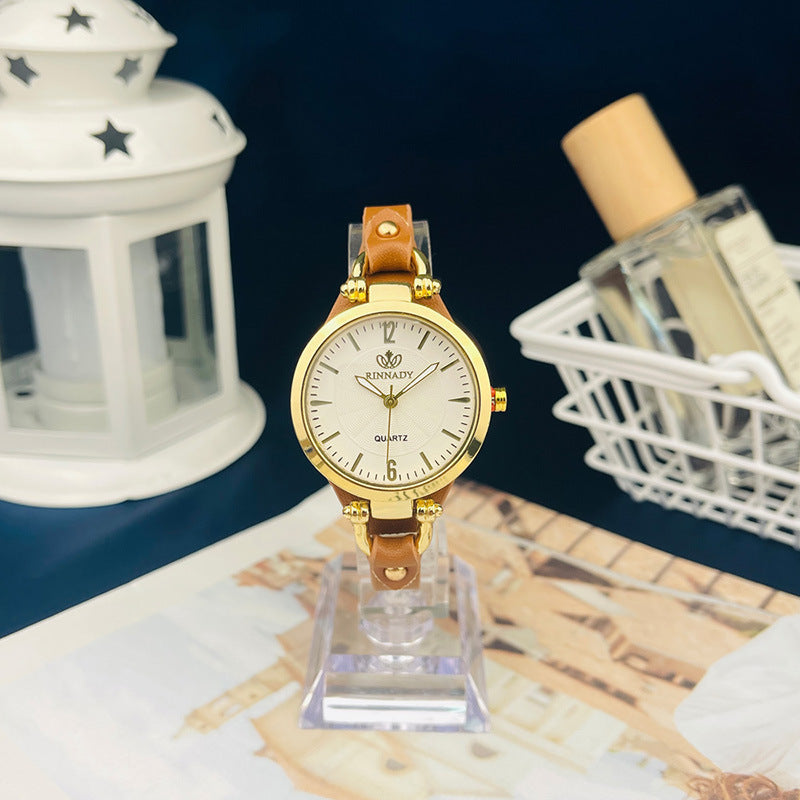Quartz watch with thin belt
