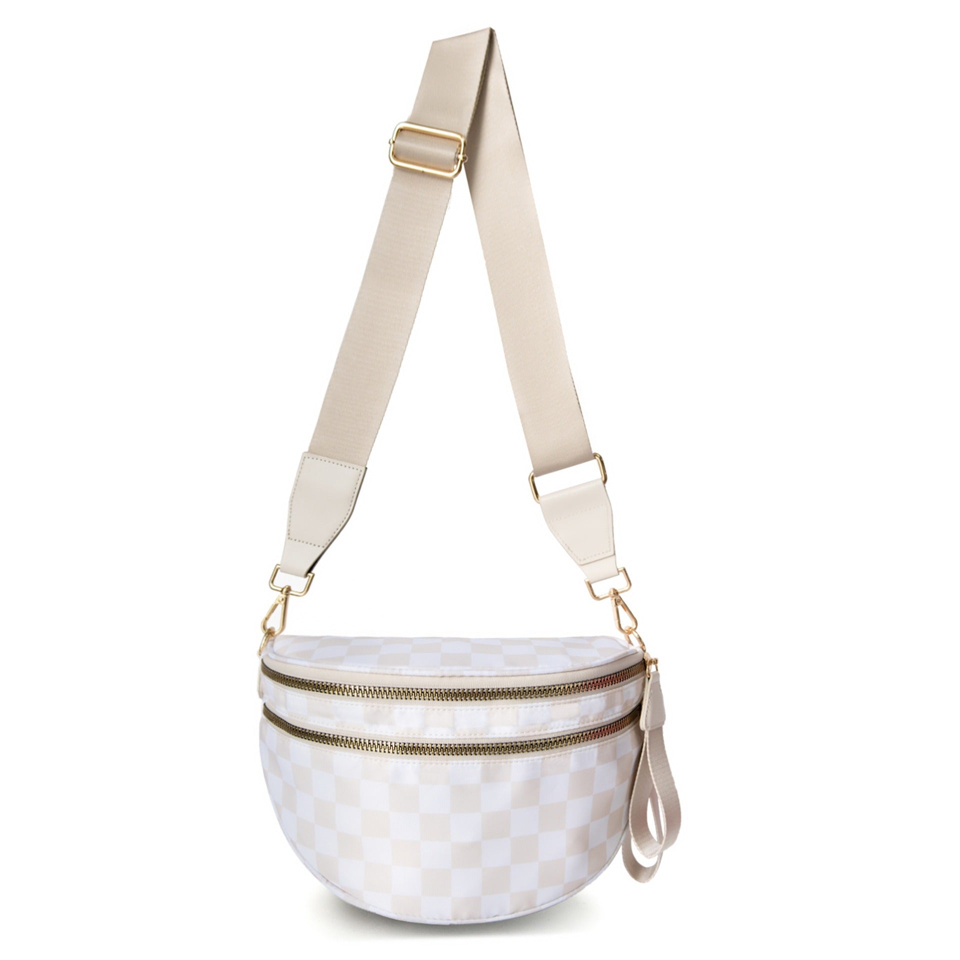 Checkered Crossbody Bag with Adjustable Strap