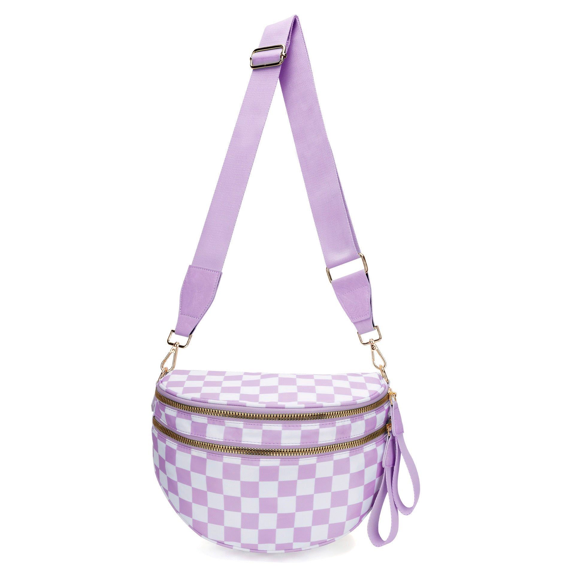 Checkered Crossbody Bag with Adjustable Strap