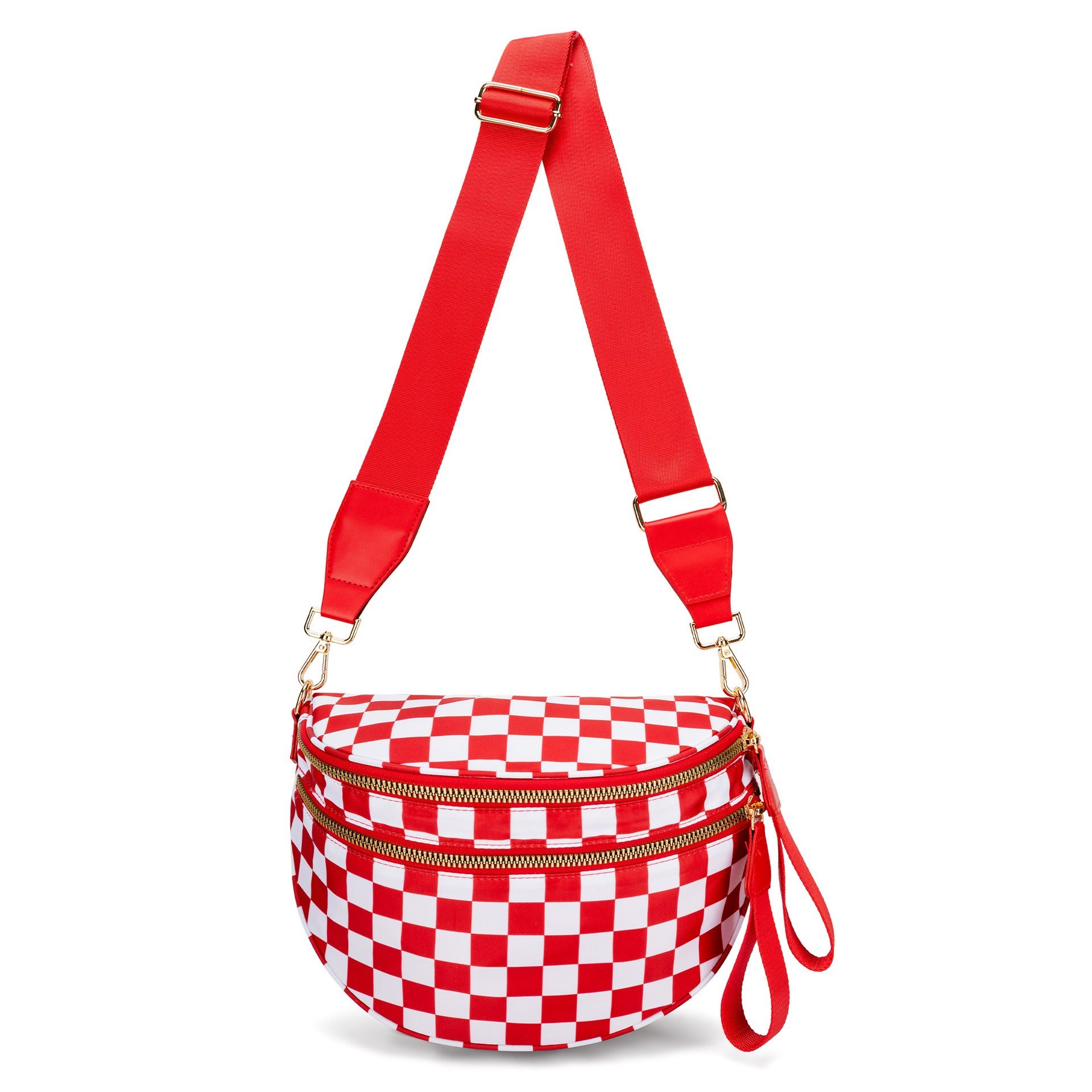 Checkered Crossbody Bag with Adjustable Strap